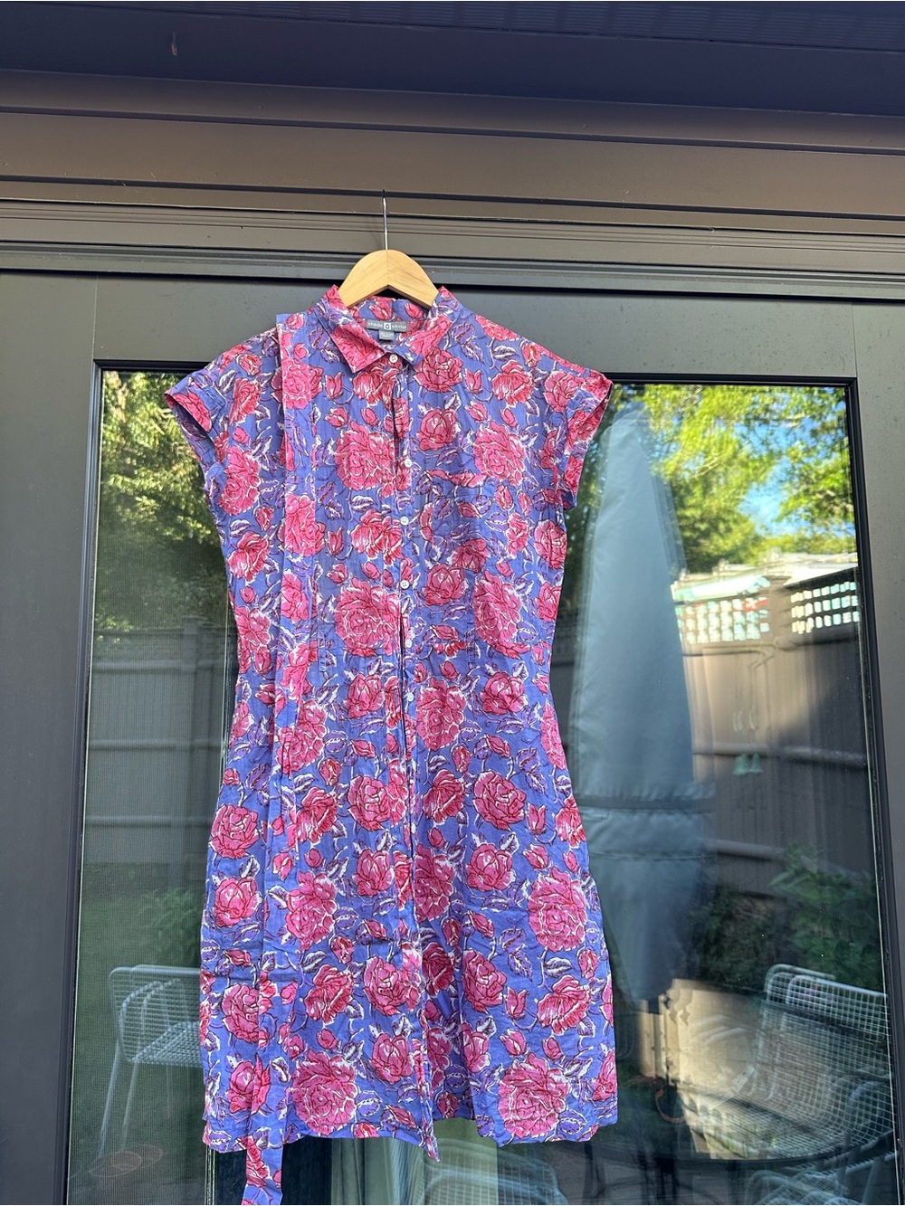 Floral Button-Front Women's Dress in Purple and Pink